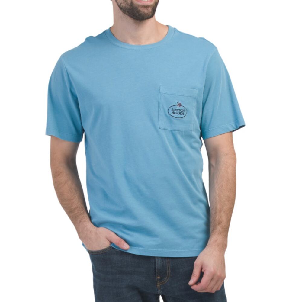 Scotch & Soda garment dyed short sleeve pocket t shirt blue size L NWT